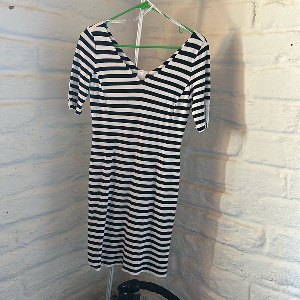 Banana Republic Black & White Striped Knit Dress